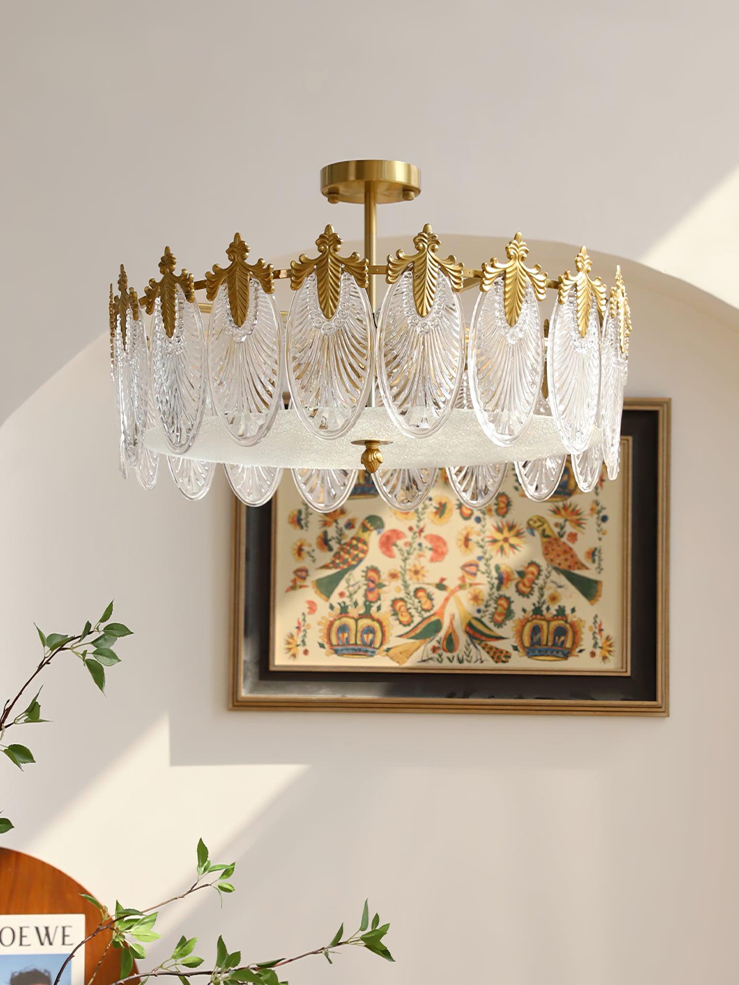 Decorative Pattern Glass Round Chandelier - Lamp Outdoor