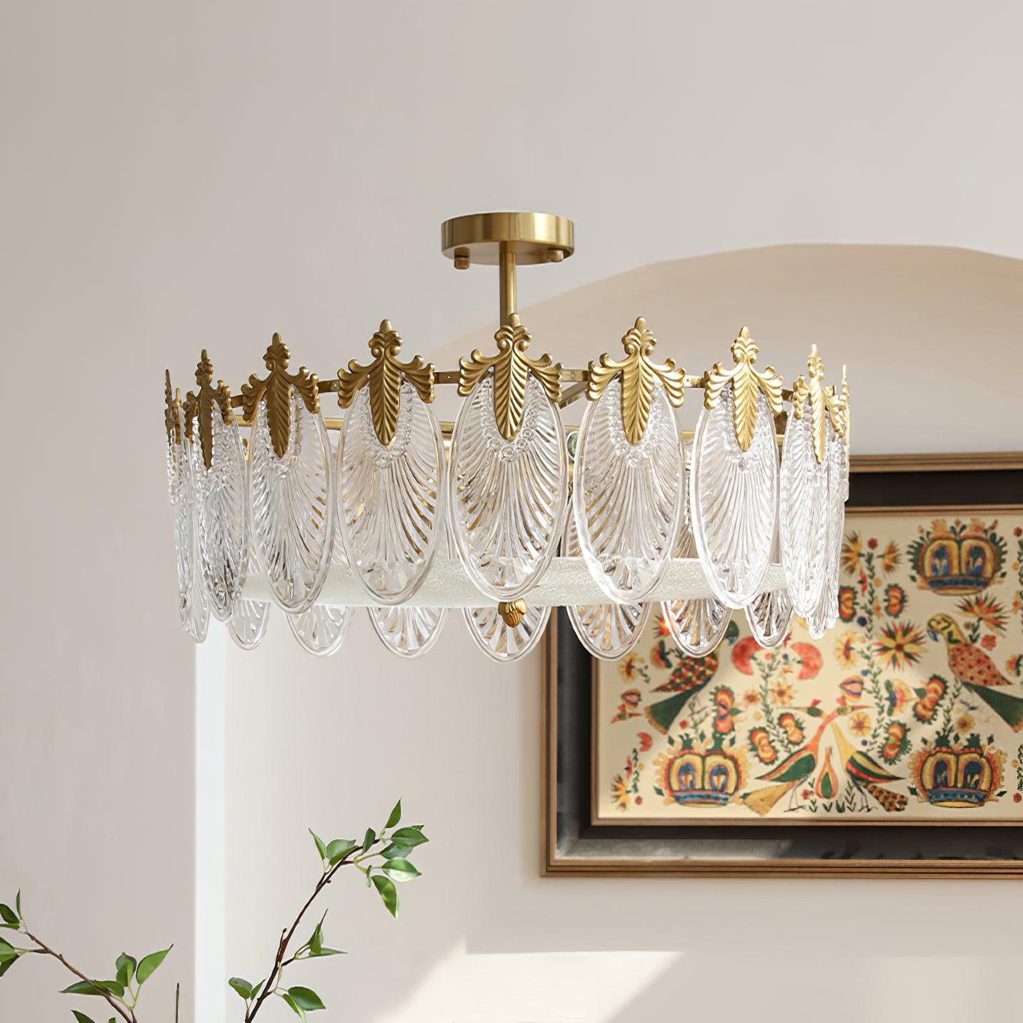 Decorative Pattern Glass Round Chandelier - Lamp Outdoor