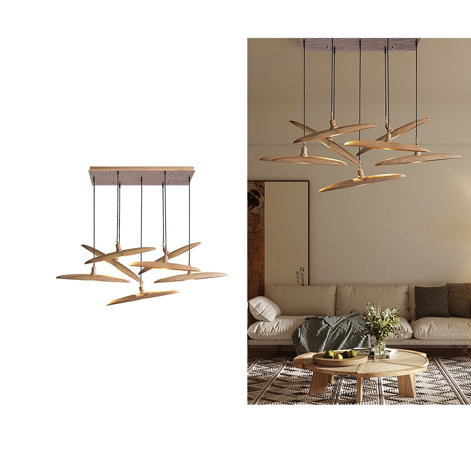 Zelirira Blade Wood Pendant Light - Lamp Outdoor