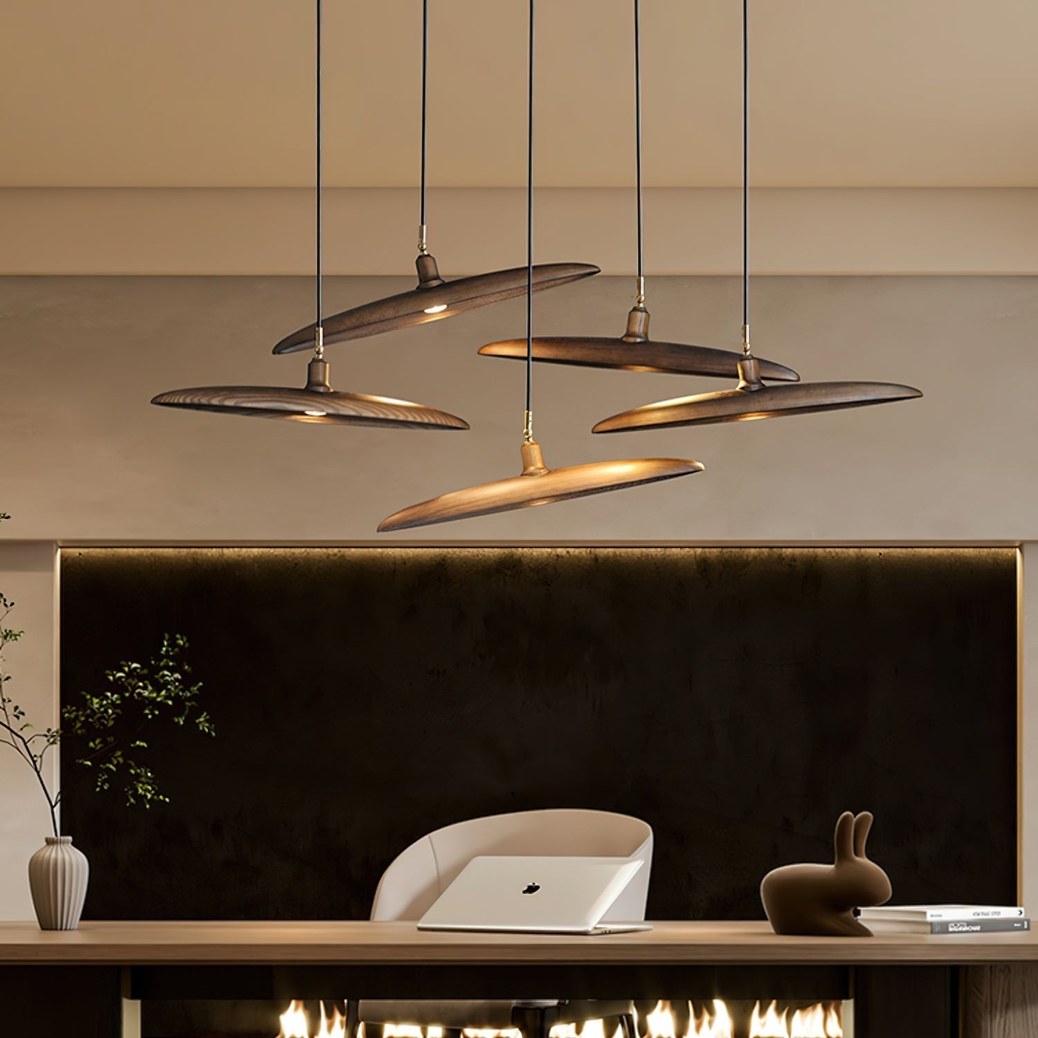 Zelirira Blade Wood Pendant Light - Lamp Outdoor