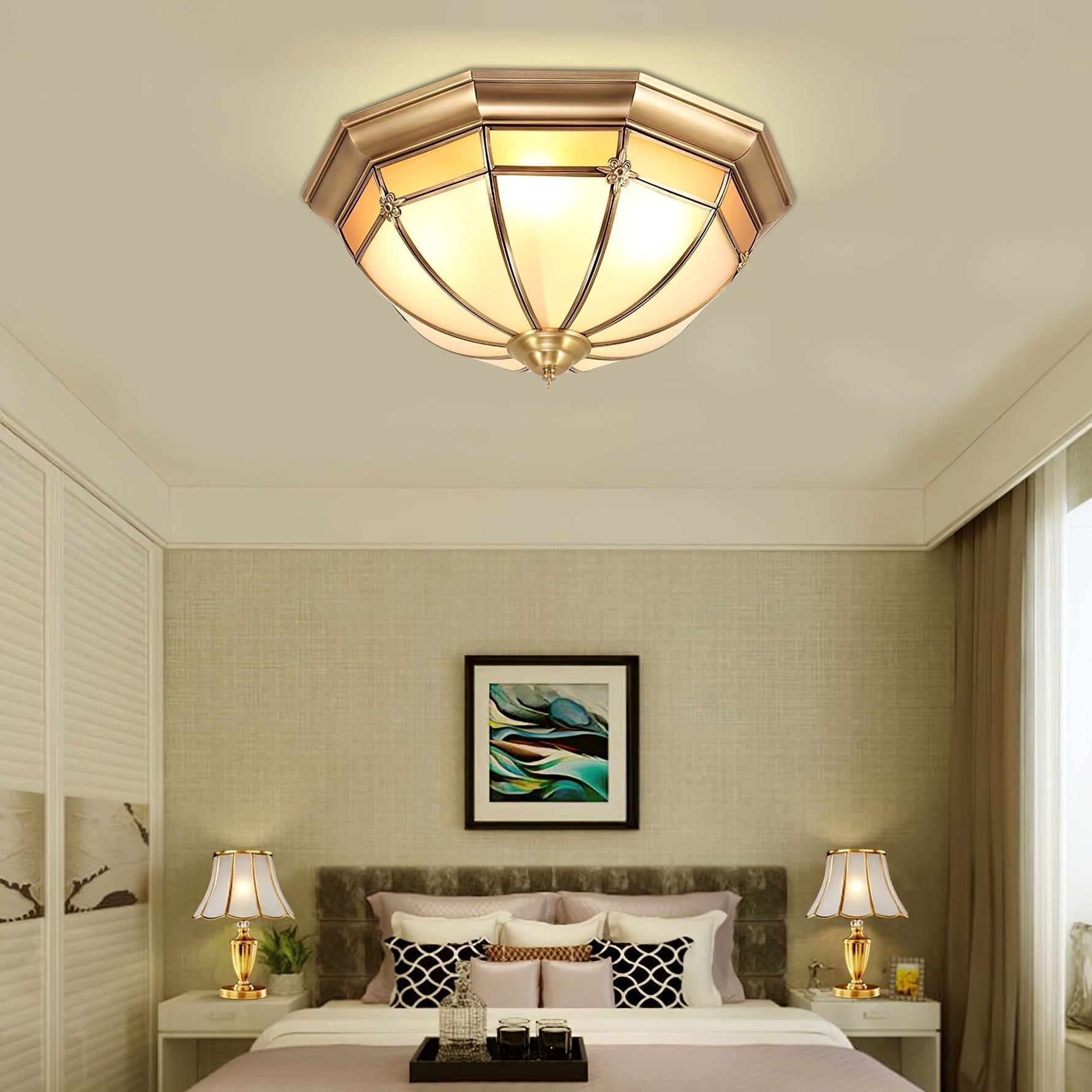 Dome Brass Flush Ceiling Lamp - Lamp Outdoor