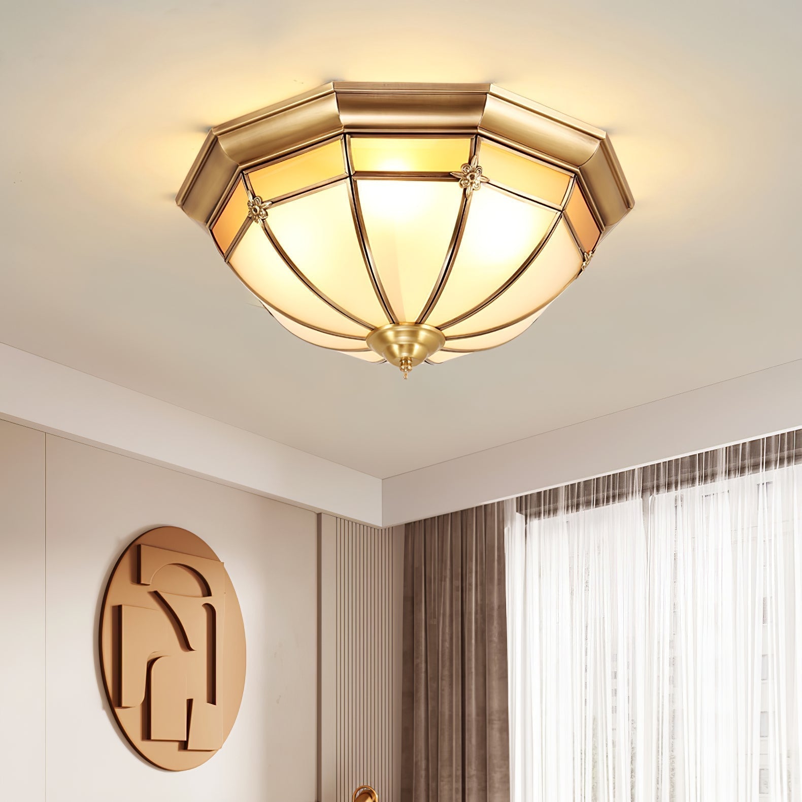 Dome Brass Flush Ceiling Lamp - Lamp Outdoor