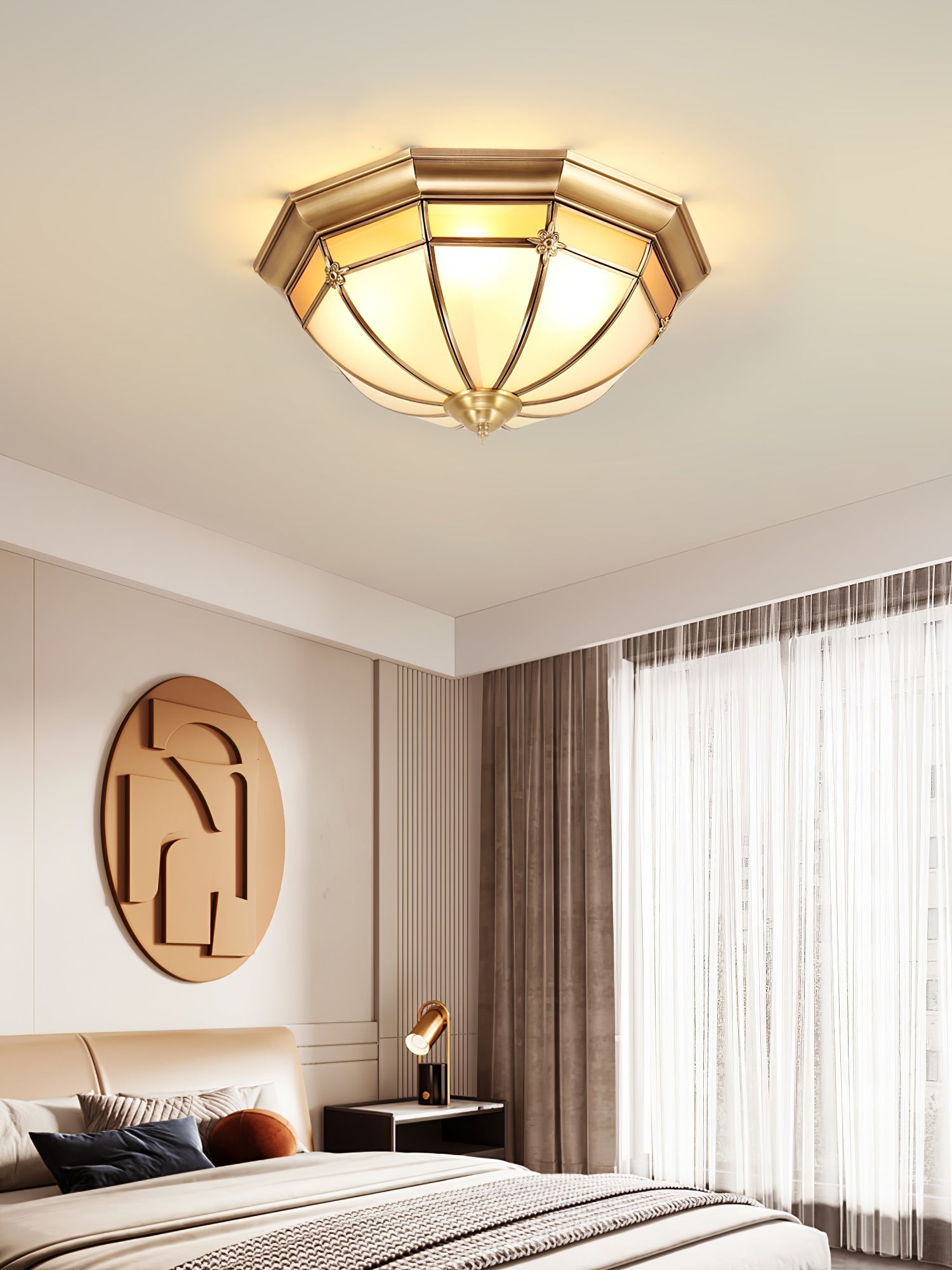 Dome Brass Flush Ceiling Lamp - Lamp Outdoor