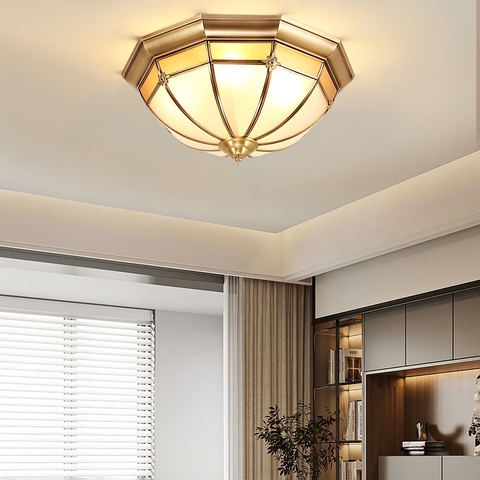 Dome Brass Flush Ceiling Lamp - Lamp Outdoor