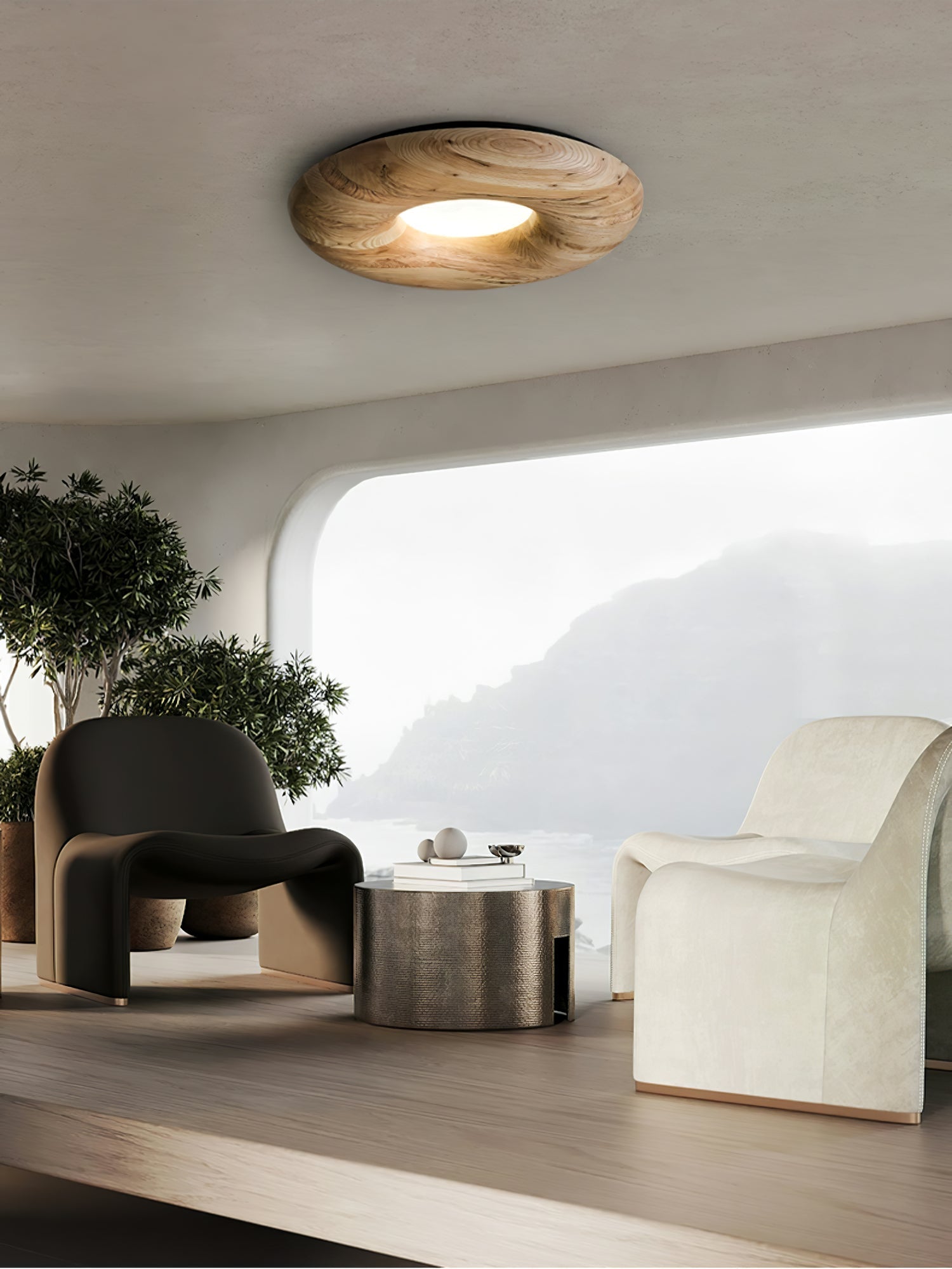 Zosora Organic Oak Flush Mount - Lamp Outdoor