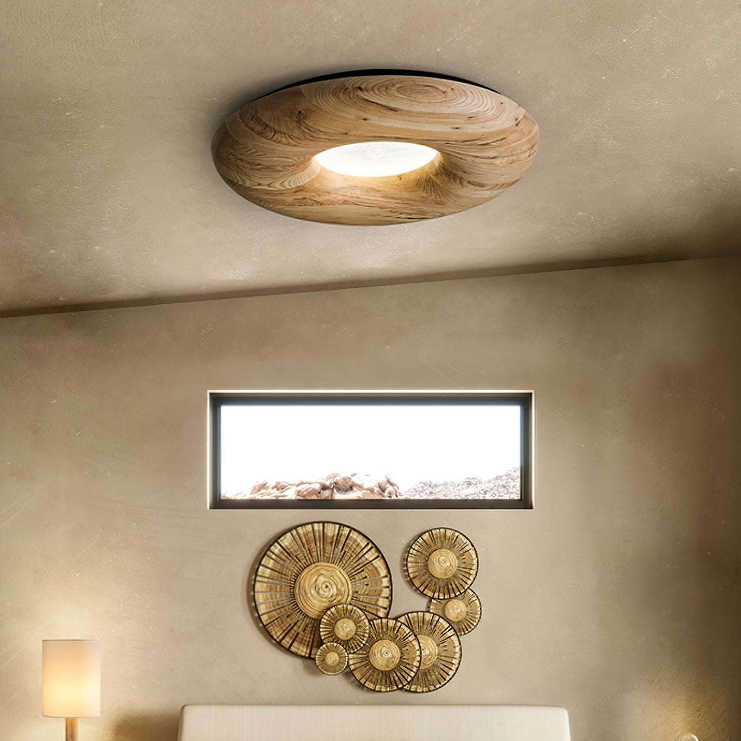 Zosora Organic Oak Flush Mount - Lamp Outdoor