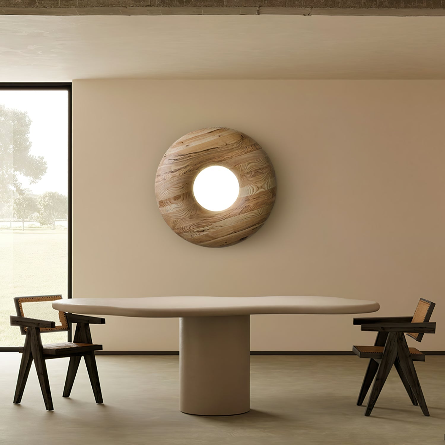 Zosora Organic Oak Flush Mount - Lamp Outdoor