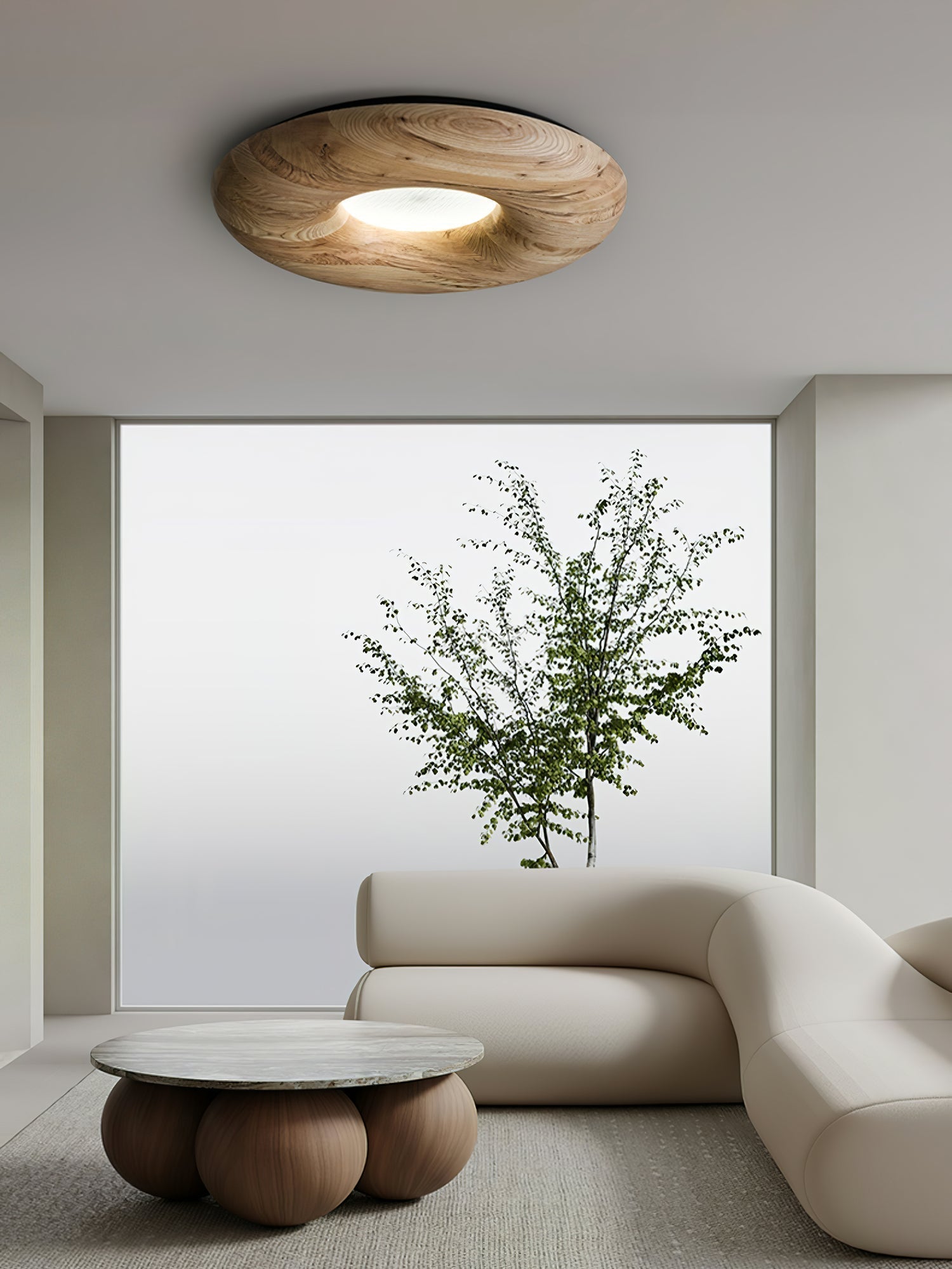 Zosora Organic Oak Flush Mount - Lamp Outdoor