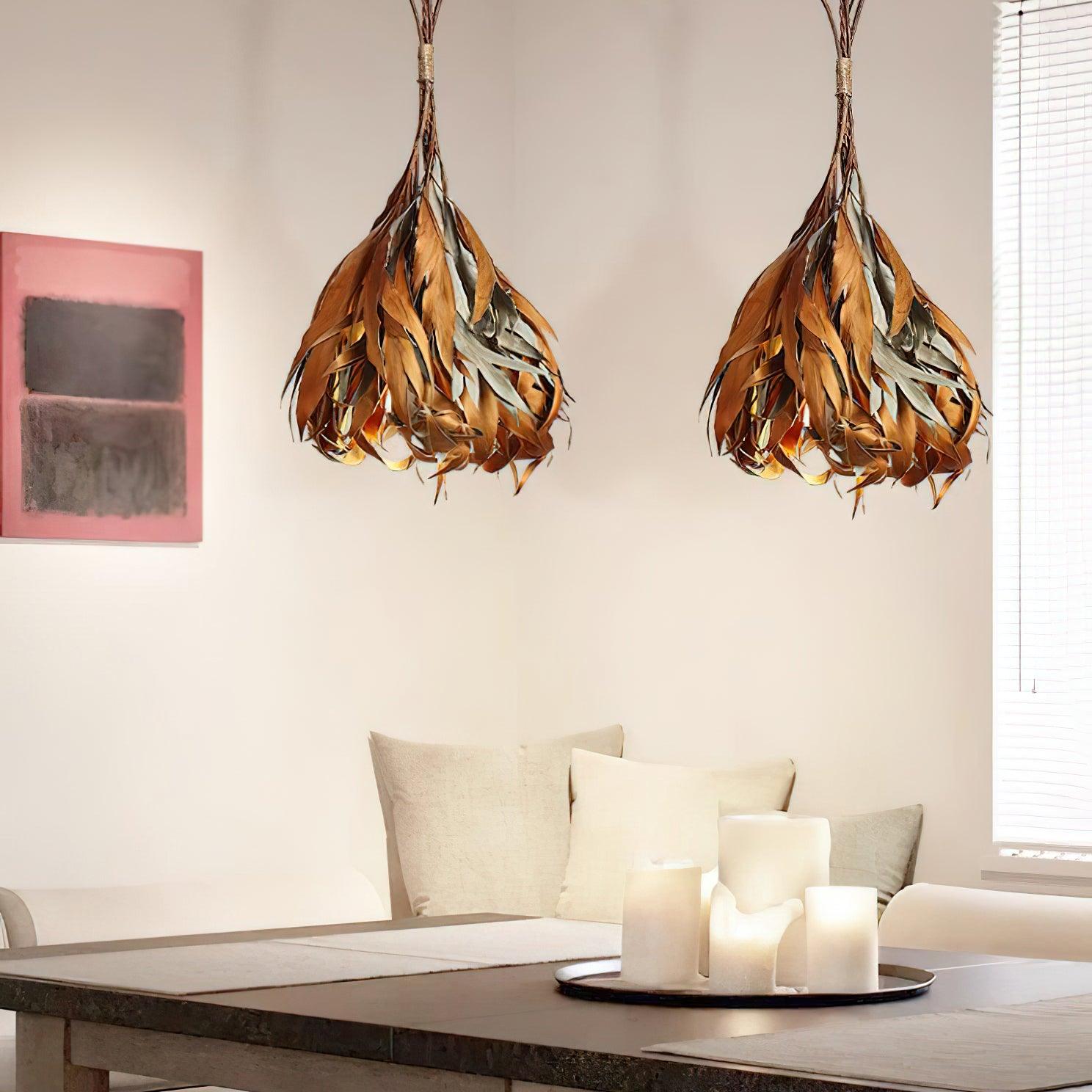 Dried Branch Leaf Pendant Lamp - Lamp Outdoor