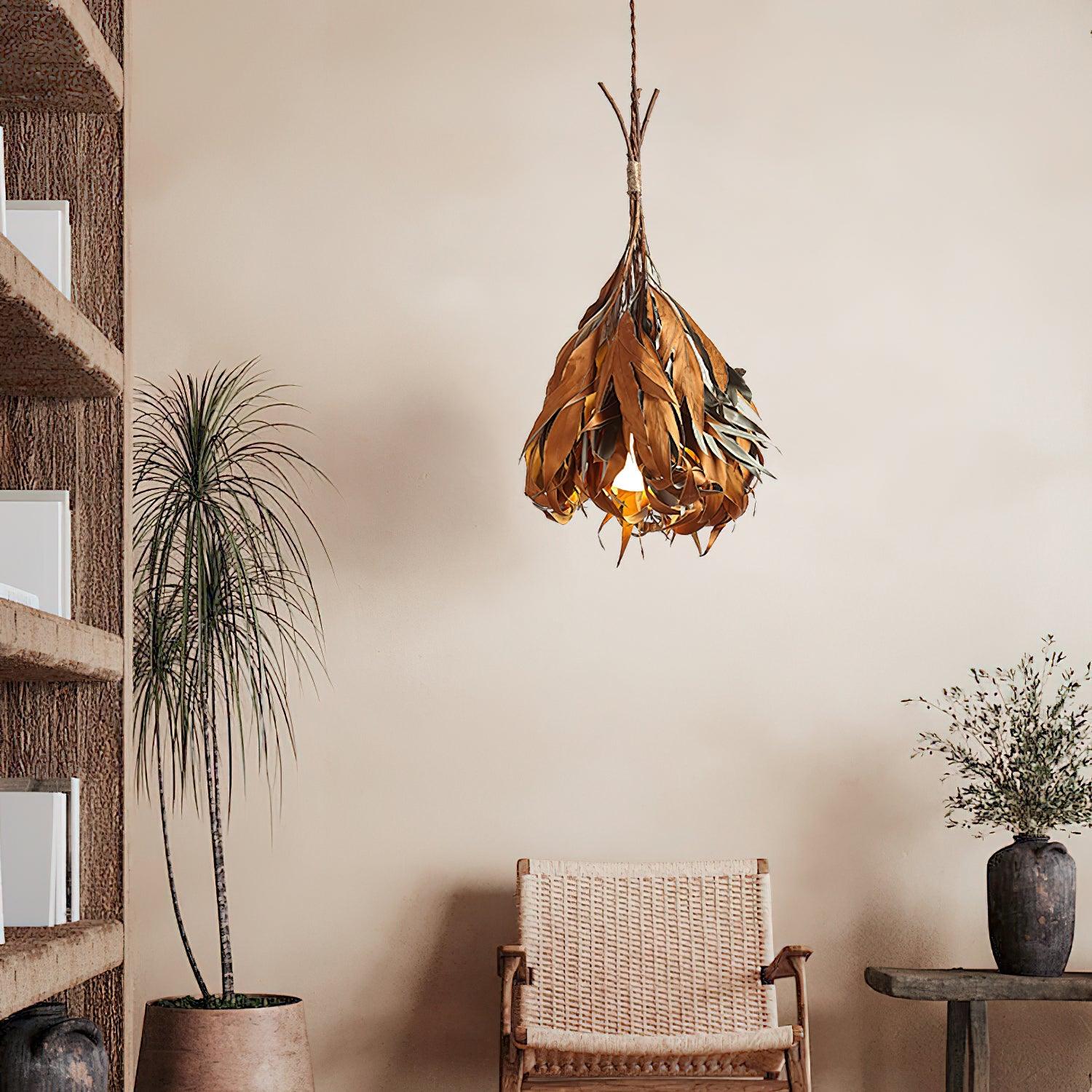 Dried Branch Leaf Pendant Lamp - Lamp Outdoor