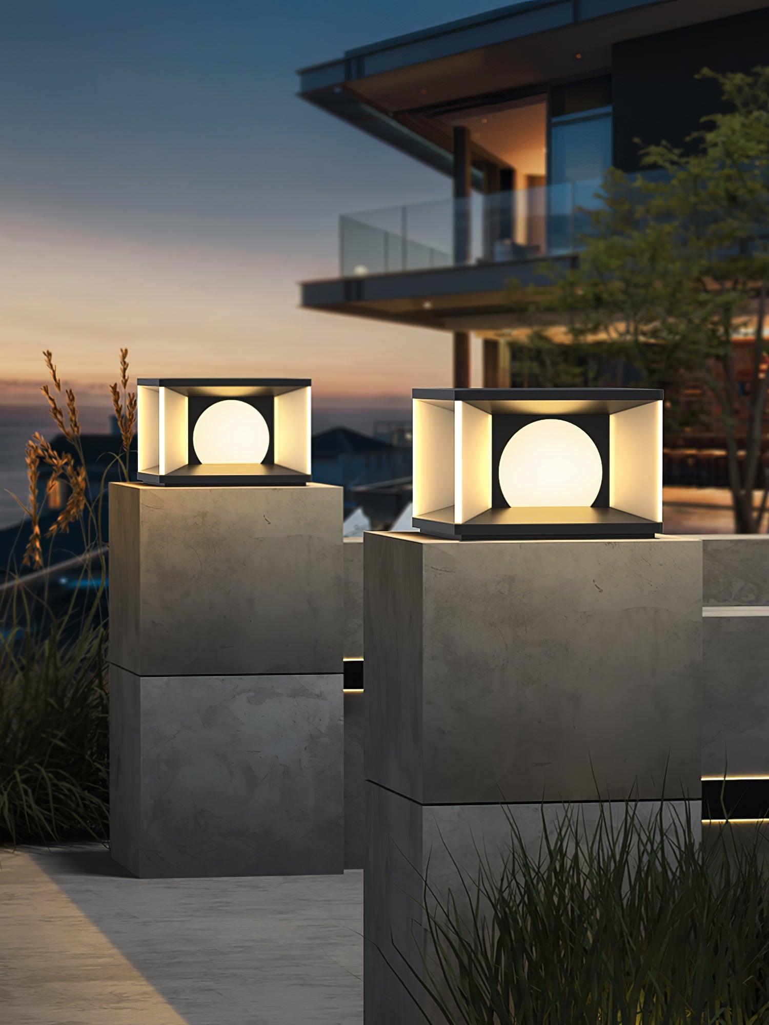 Eclipse Cube Outdoor Post Light - Lamp Outdoor