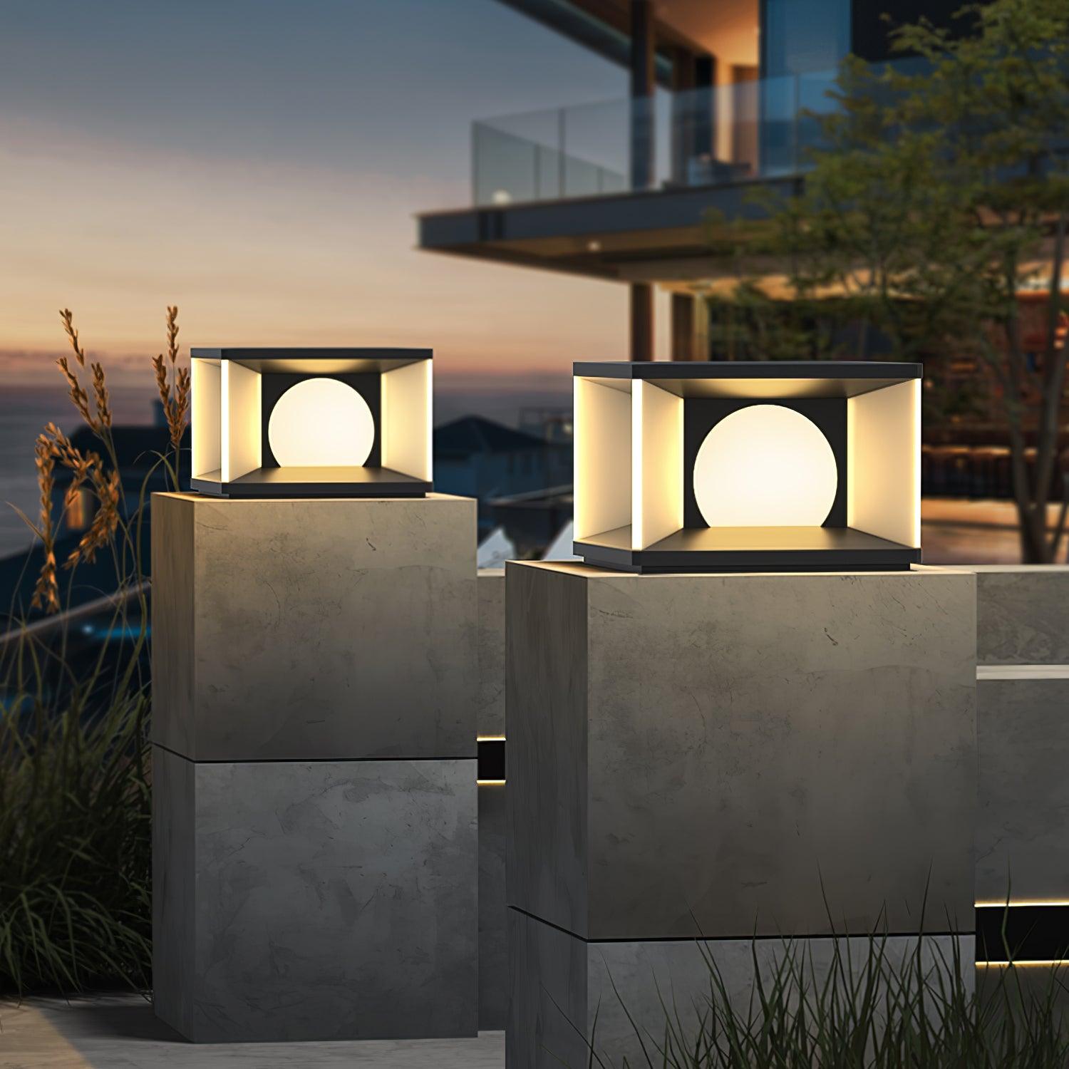 Eclipse Cube Outdoor Post Light - Lamp Outdoor