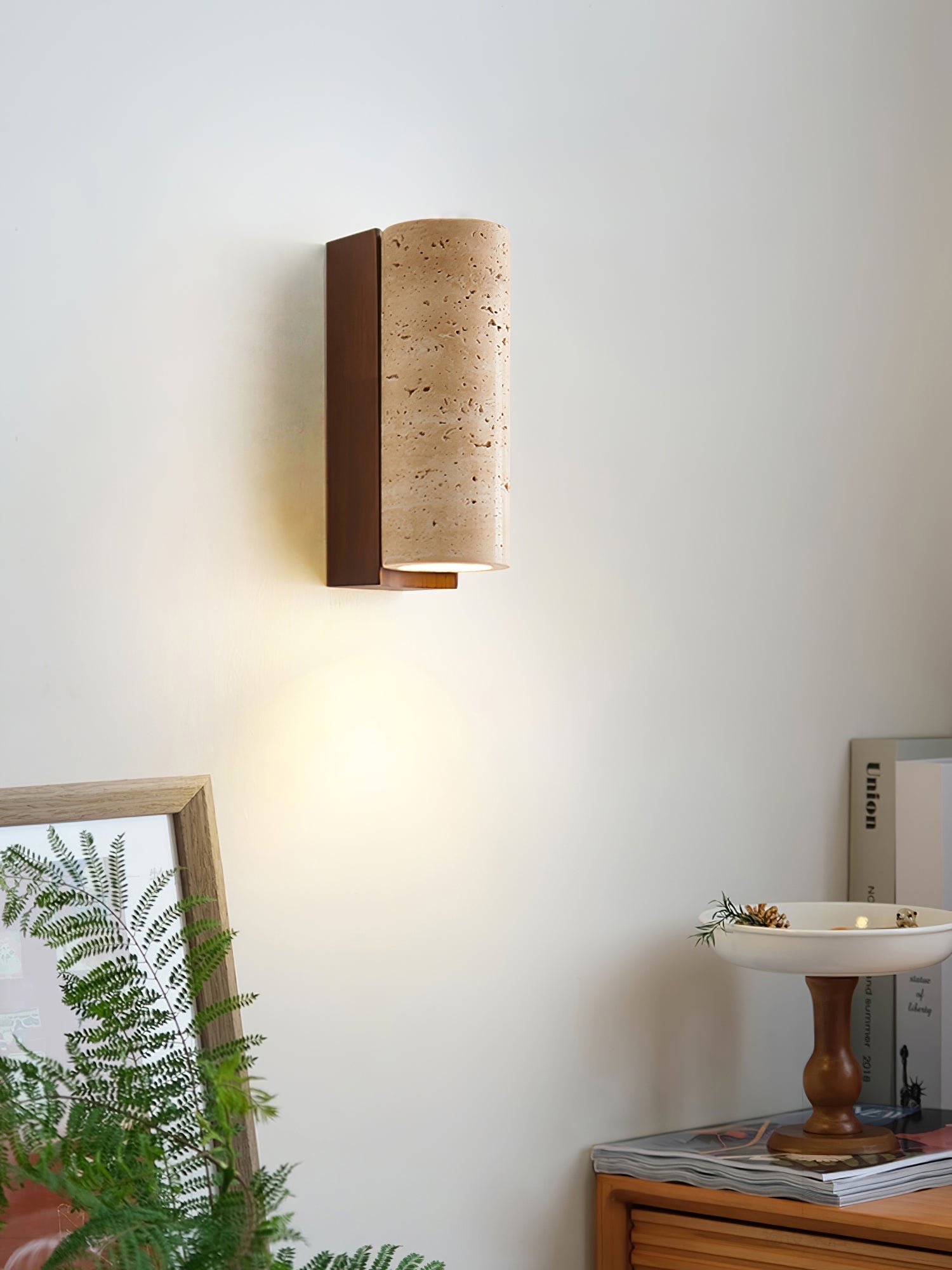 Lysandra Cylindrical Travertine Wall Light - Lamp Outdoor