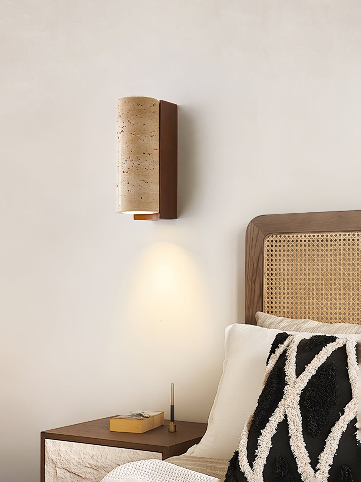 Lysandra Cylindrical Travertine Wall Light - Lamp Outdoor