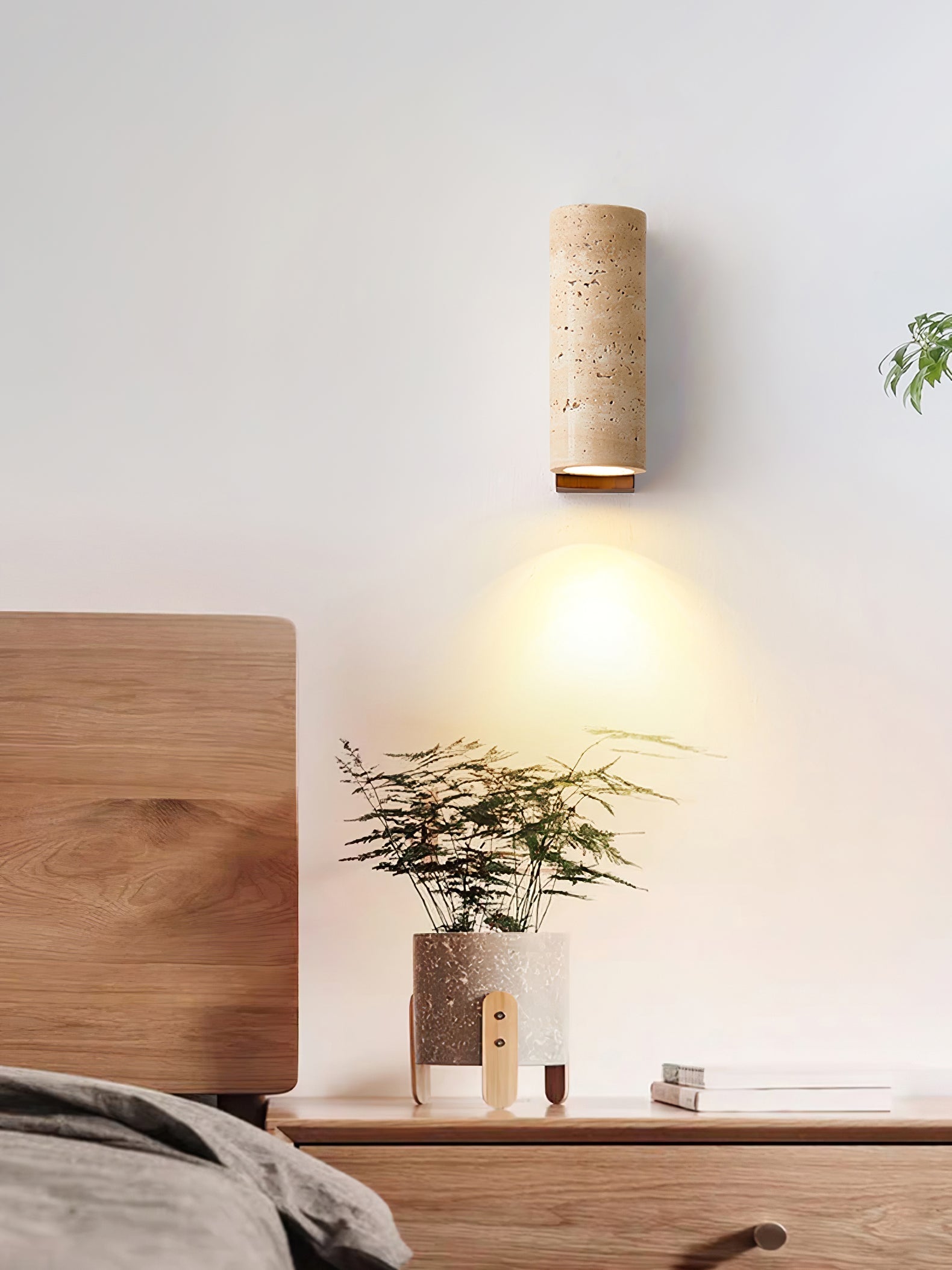 Lysandra Cylindrical Travertine Wall Light - Lamp Outdoor