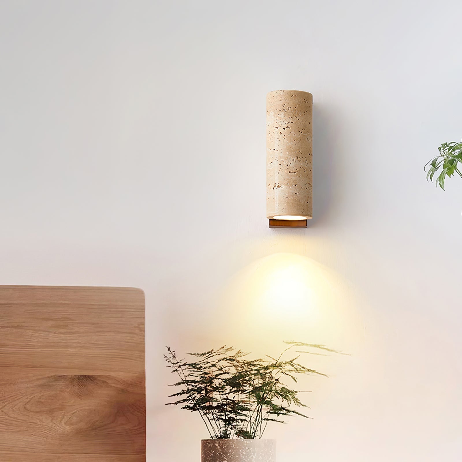 Lysandra Cylindrical Travertine Wall Light - Lamp Outdoor