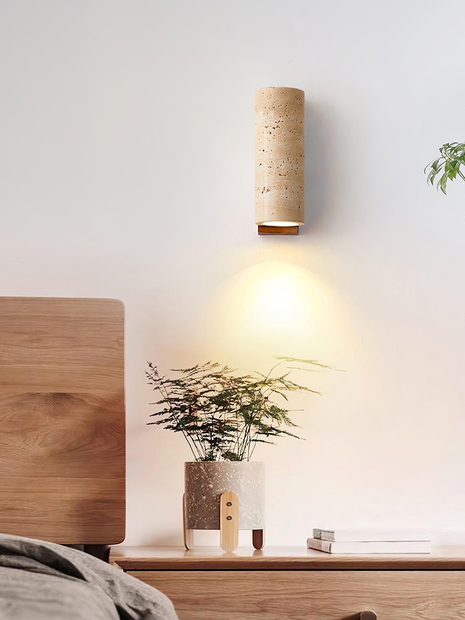 Lysandra Cylindrical Travertine Wall Light - Lamp Outdoor