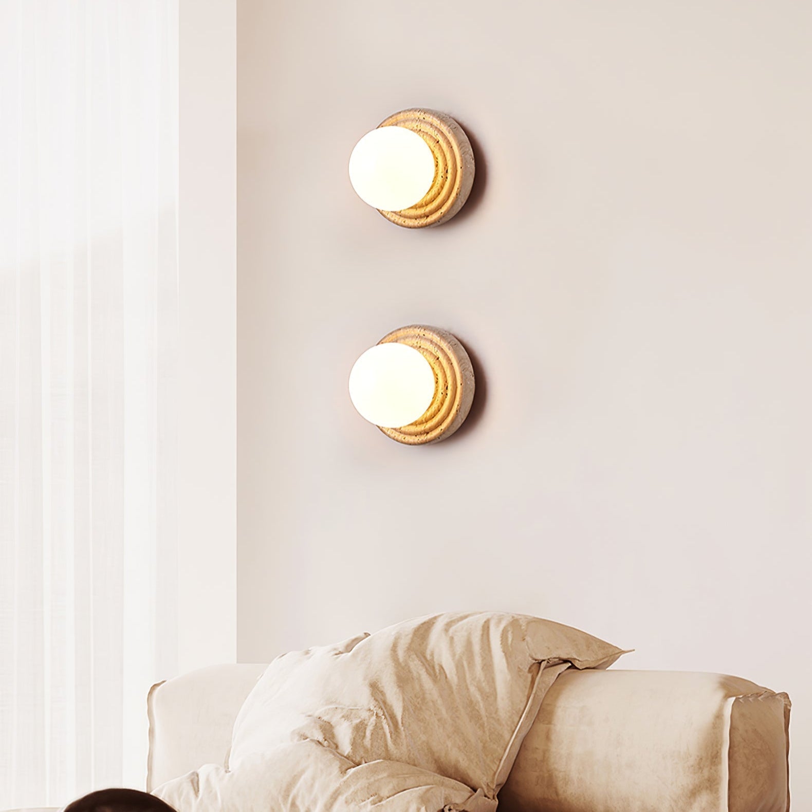 Echo Travertine Globe Wall Lamp - Letslighting