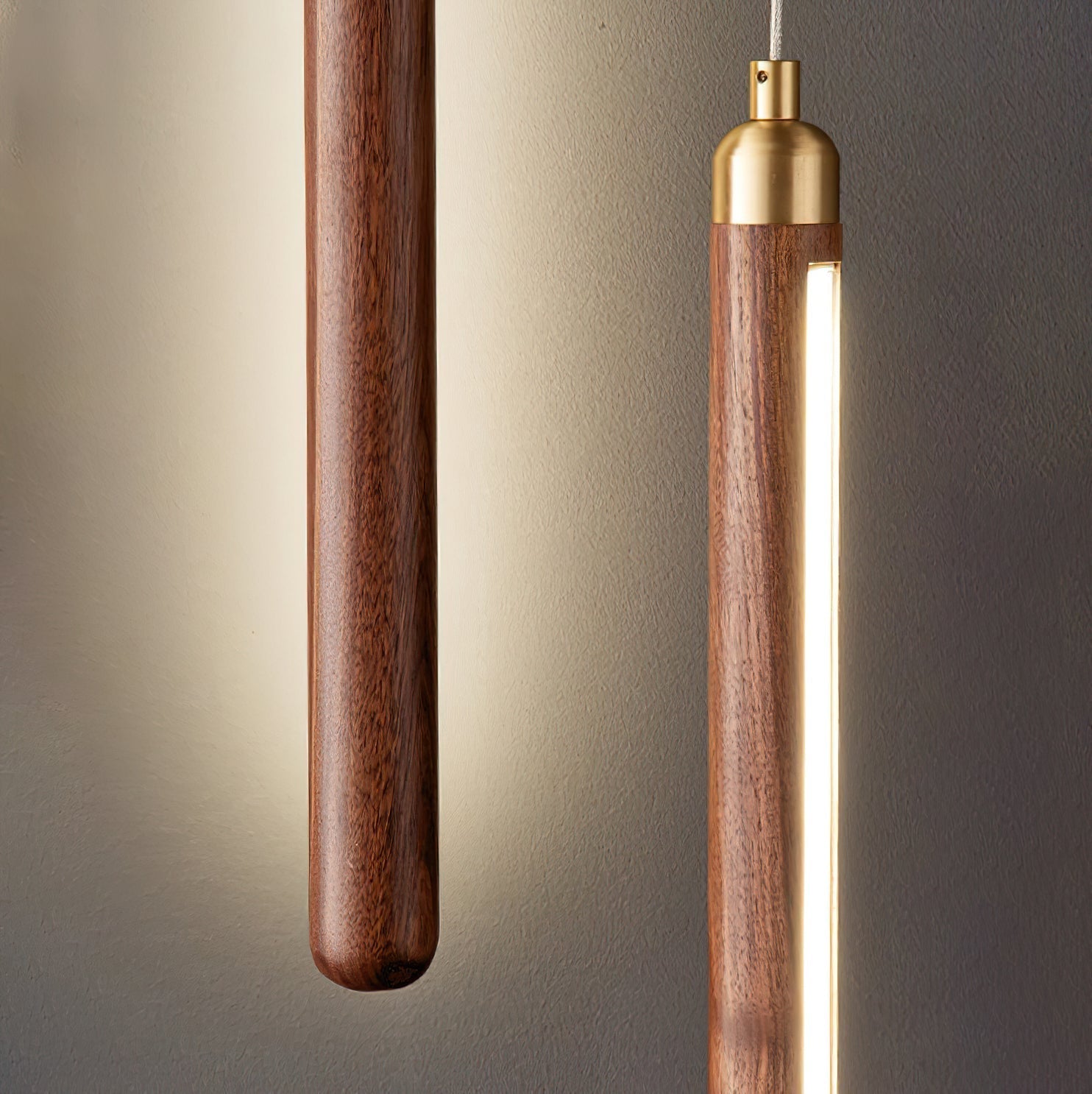 Kyoto Walnut Brass Linear Pendant Light - Lamp Outdoor