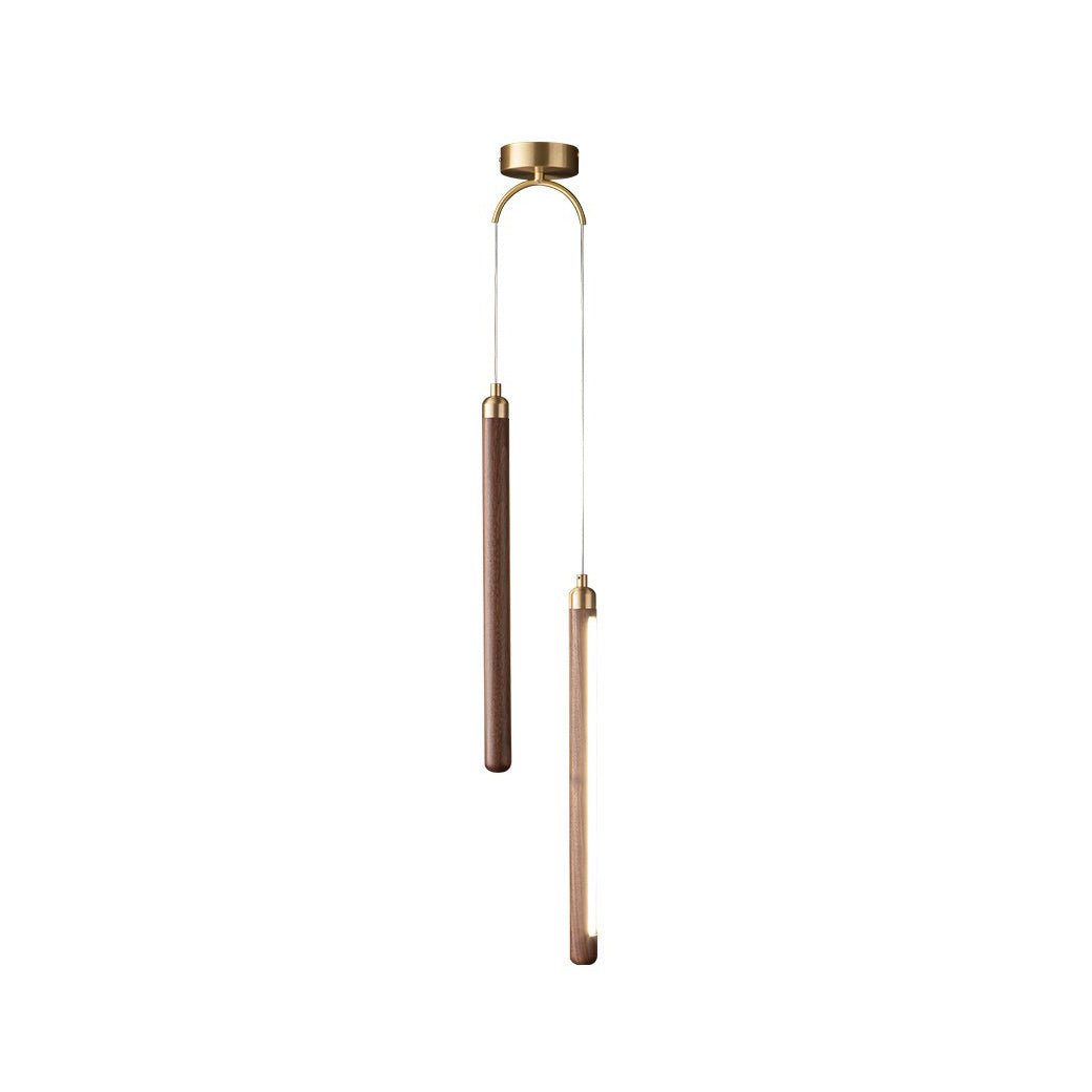 Kyoto Walnut Brass Linear Pendant Light - Lamp Outdoor