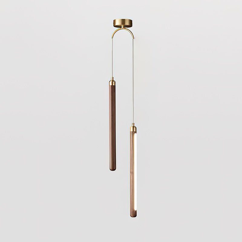 Kyoto Walnut Brass Linear Pendant Light - Lamp Outdoor