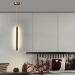 Kyoto Walnut Brass Linear Pendant Light - Lamp Outdoor