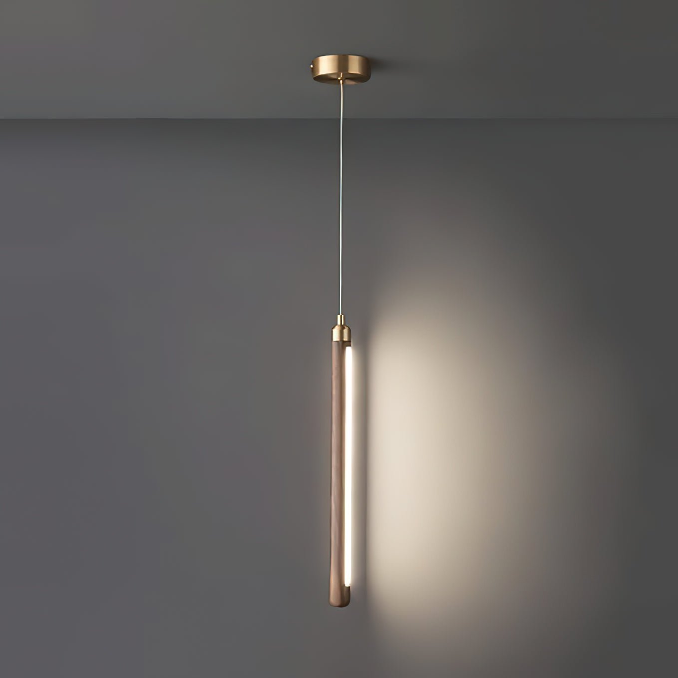 Kyoto Walnut Brass Linear Pendant Light - Lamp Outdoor