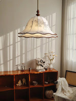 Ilsilis Traditional Elegance Floral Fabric Wood Pendant Lamp - Lamp Outdoor
