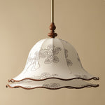 Ilsilis Traditional Elegance Floral Fabric Wood Pendant Lamp - Lamp Outdoor