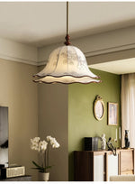 Ilsilis Traditional Elegance Floral Fabric Wood Pendant Lamp - Lamp Outdoor