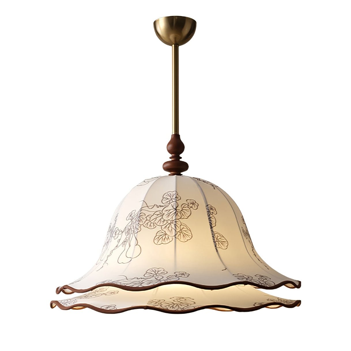 Ilsilis Traditional Elegance Floral Fabric Wood Pendant Lamp - Lamp Outdoor
