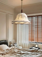 Ilsilis Traditional Elegance Floral Fabric Wood Pendant Lamp - Lamp Outdoor