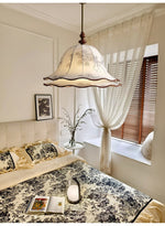 Ilsilis Traditional Elegance Floral Fabric Wood Pendant Lamp - Lamp Outdoor