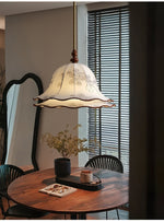 Ilsilis Traditional Elegance Floral Fabric Wood Pendant Lamp - Lamp Outdoor