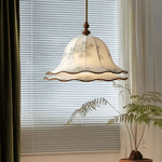 Ilsilis Traditional Elegance Floral Fabric Wood Pendant Lamp - Lamp Outdoor