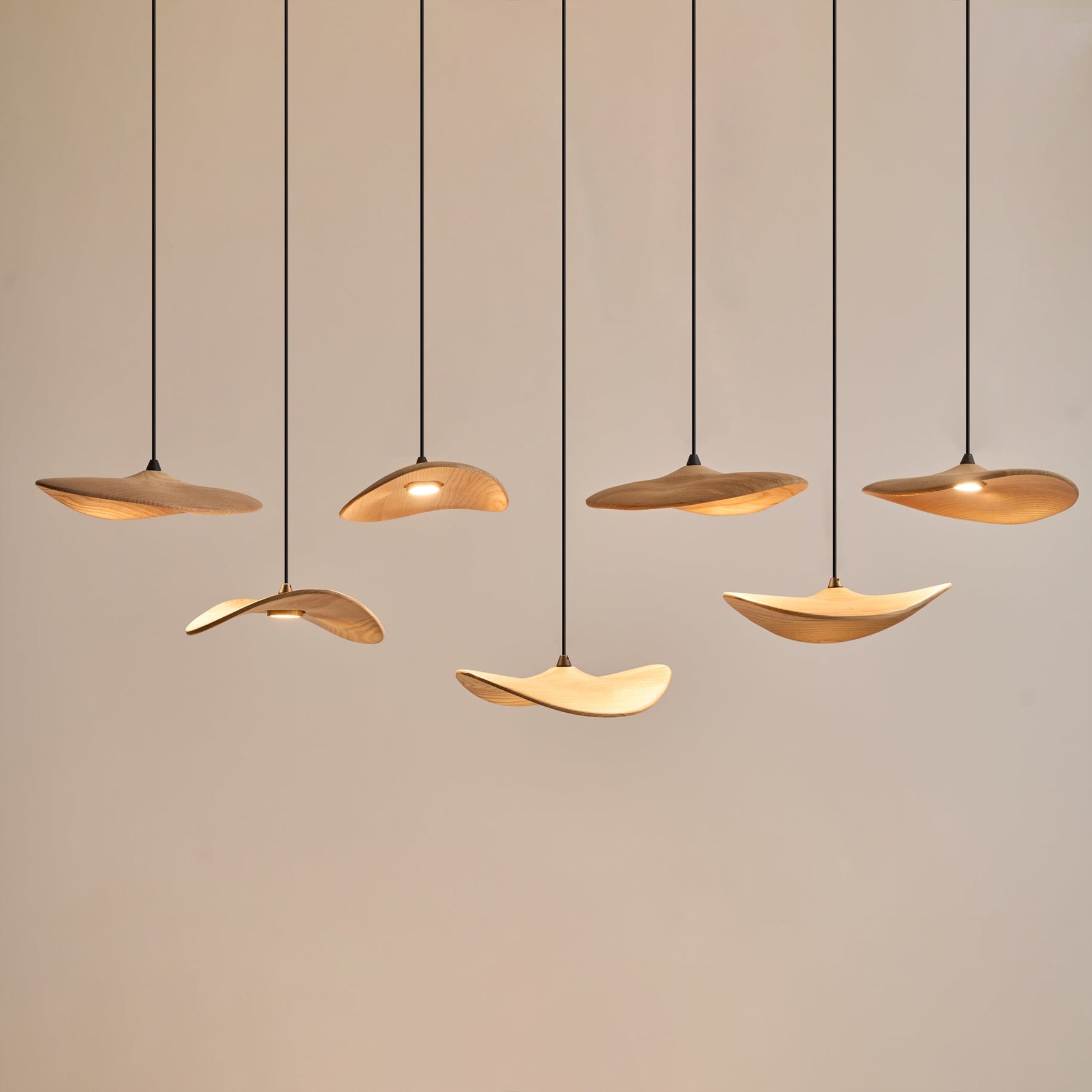 Abbott Modern Minimalist Empty Leaf Metal Wood Chandelier - Lamp Outdoor