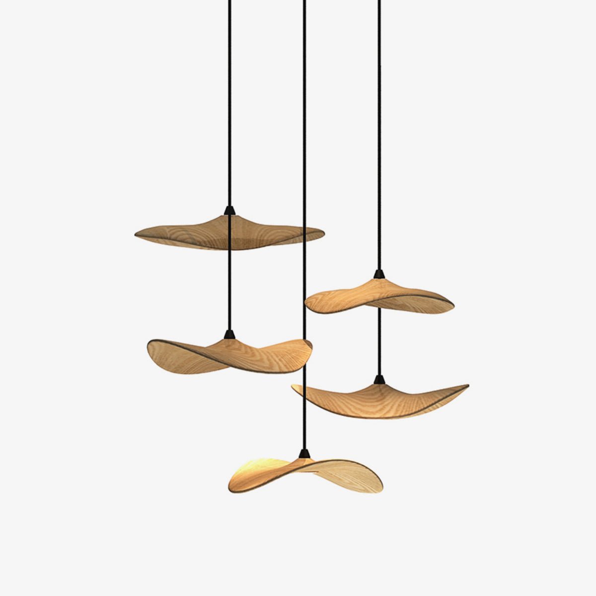 Abbott Modern Minimalist Empty Leaf Metal Wood Chandelier - Lamp Outdoor