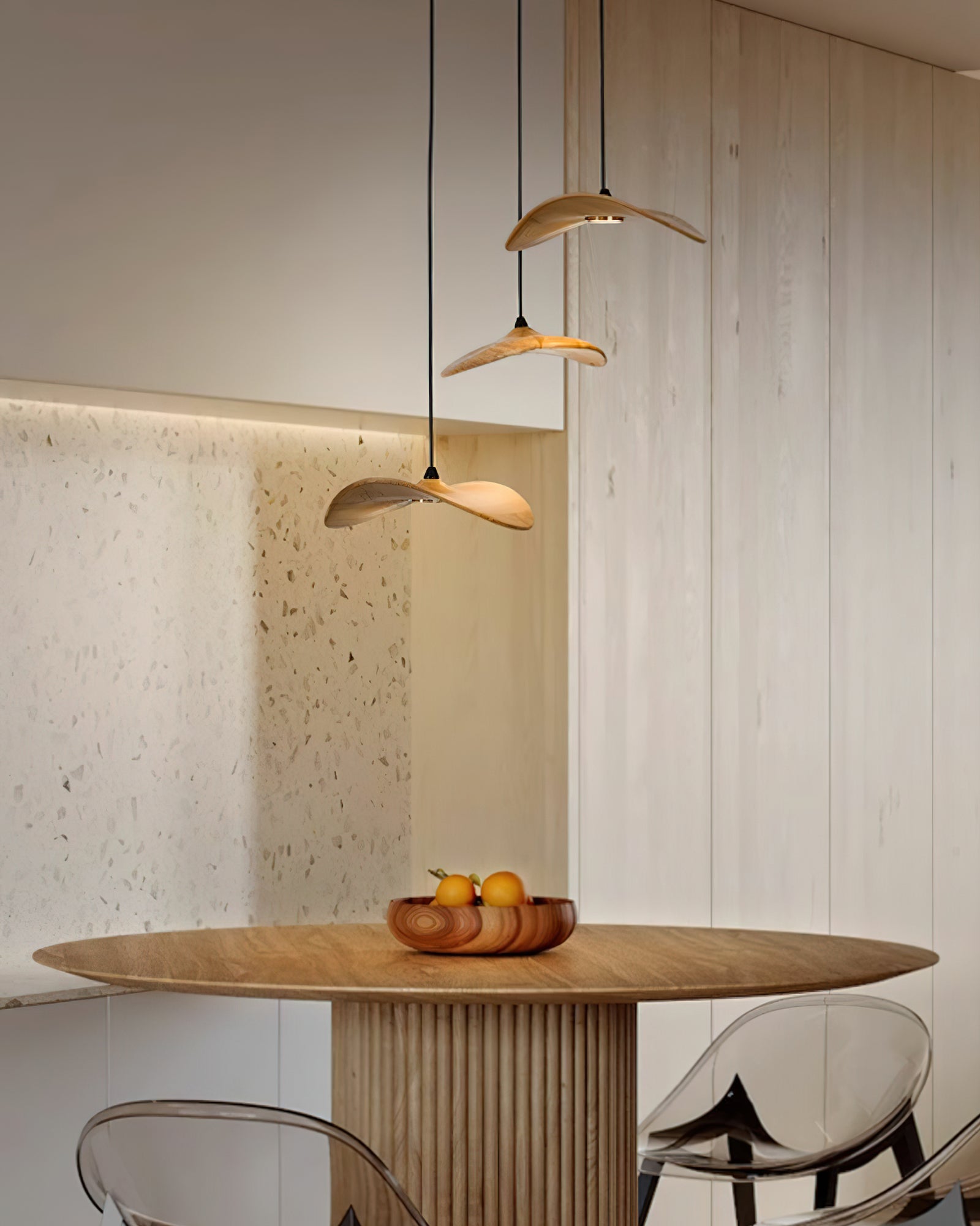 Abbott Modern Minimalist Empty Leaf Metal Wood Chandelier - Lamp Outdoor