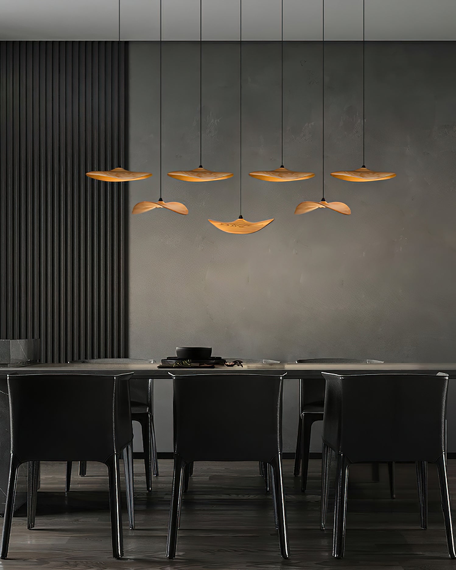Abbott Modern Minimalist Empty Leaf Metal Wood Chandelier - Lamp Outdoor