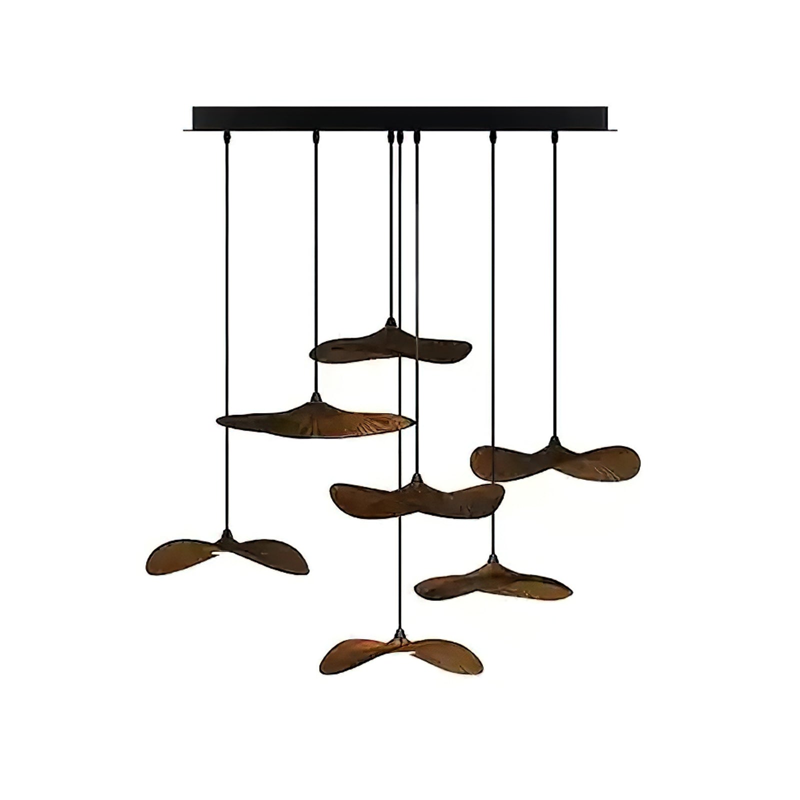 Abbott Modern Minimalist Empty Leaf Metal Wood Chandelier - Lamp Outdoor