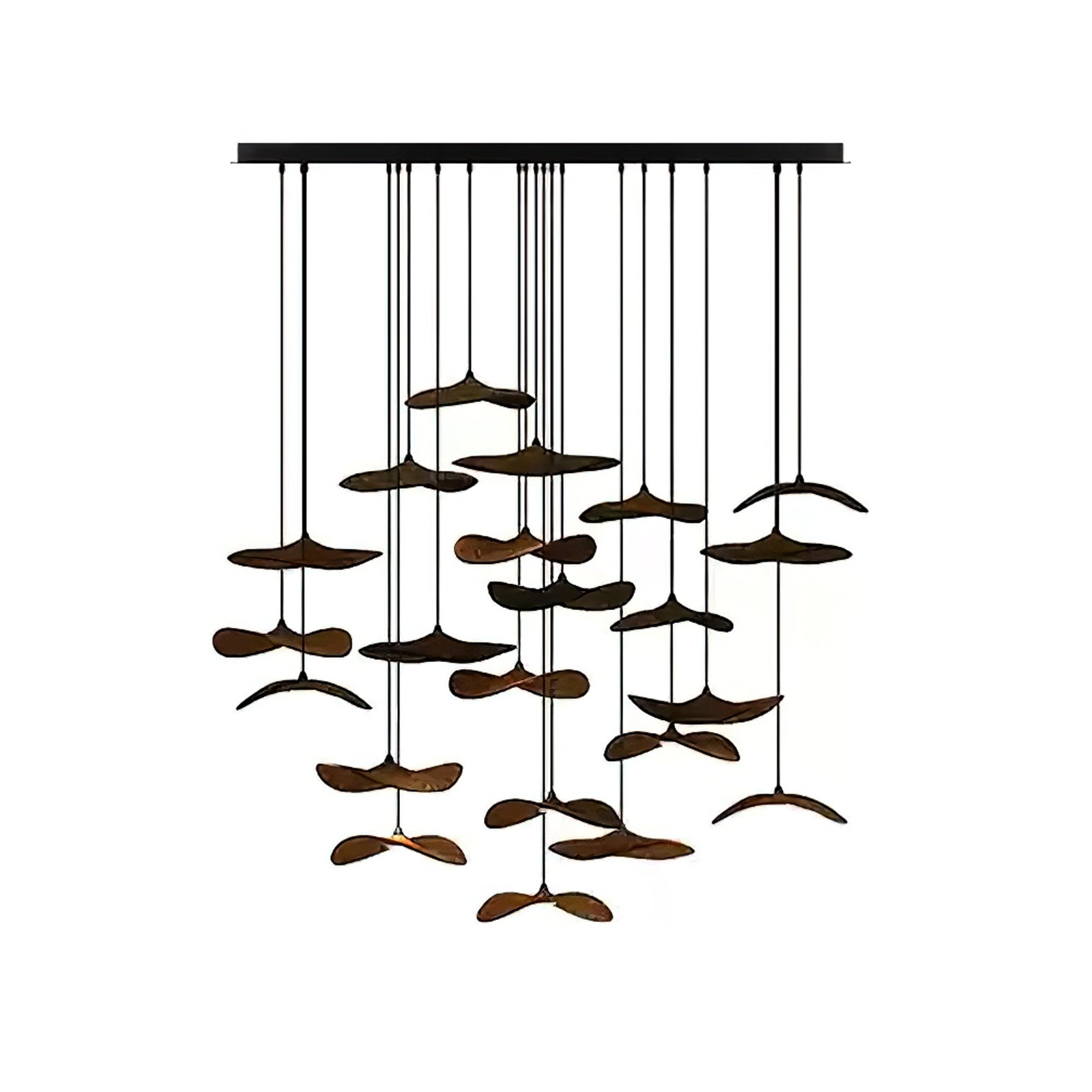 Abbott Modern Minimalist Empty Leaf Metal Wood Chandelier - Lamp Outdoor