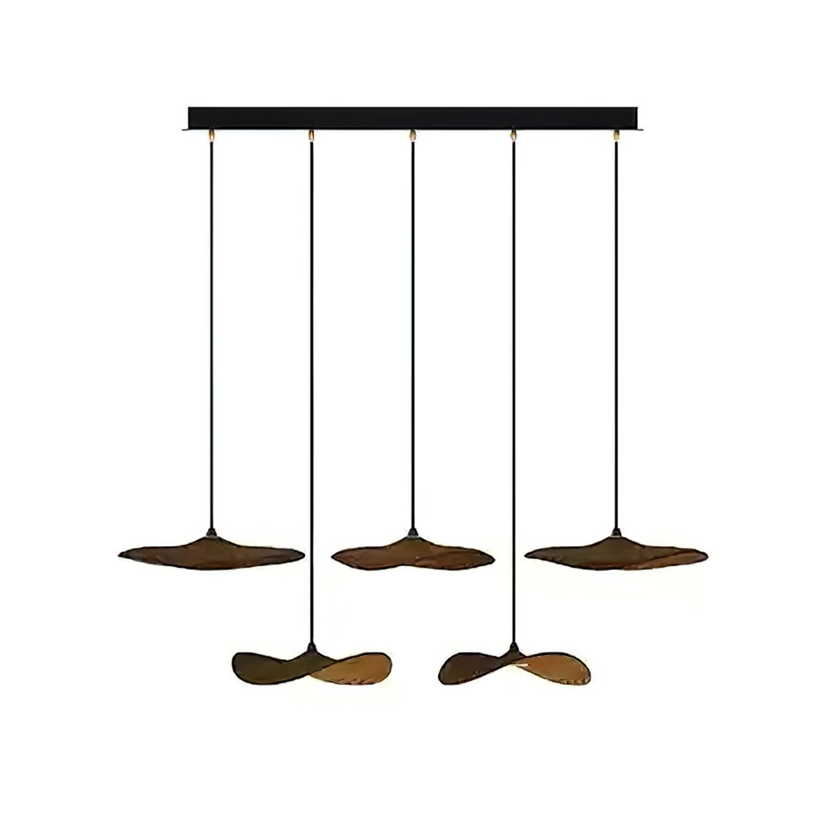 Abbott Modern Minimalist Empty Leaf Metal Wood Chandelier - Lamp Outdoor