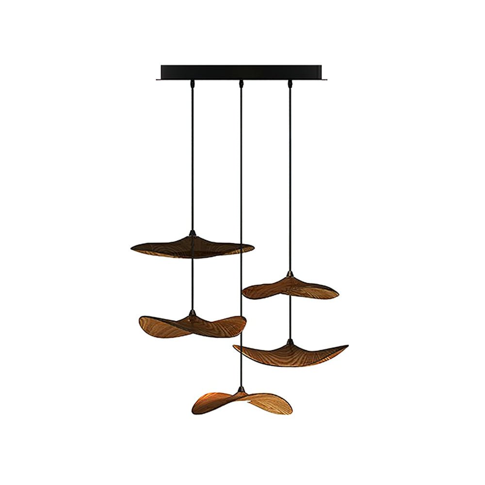 Abbott Modern Minimalist Empty Leaf Metal Wood Chandelier - Lamp Outdoor