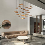 Abbott Modern Minimalist Empty Leaf Metal Wood Chandelier - Lamp Outdoor