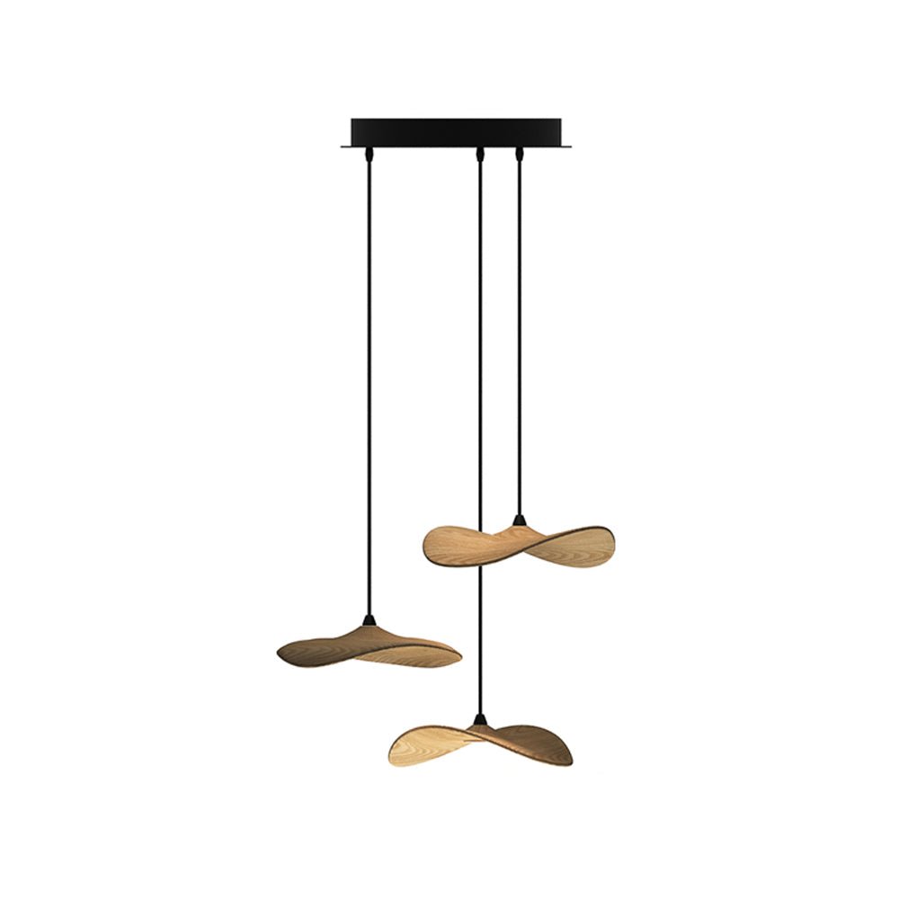 Abbott Modern Minimalist Empty Leaf Metal Wood Chandelier - Lamp Outdoor