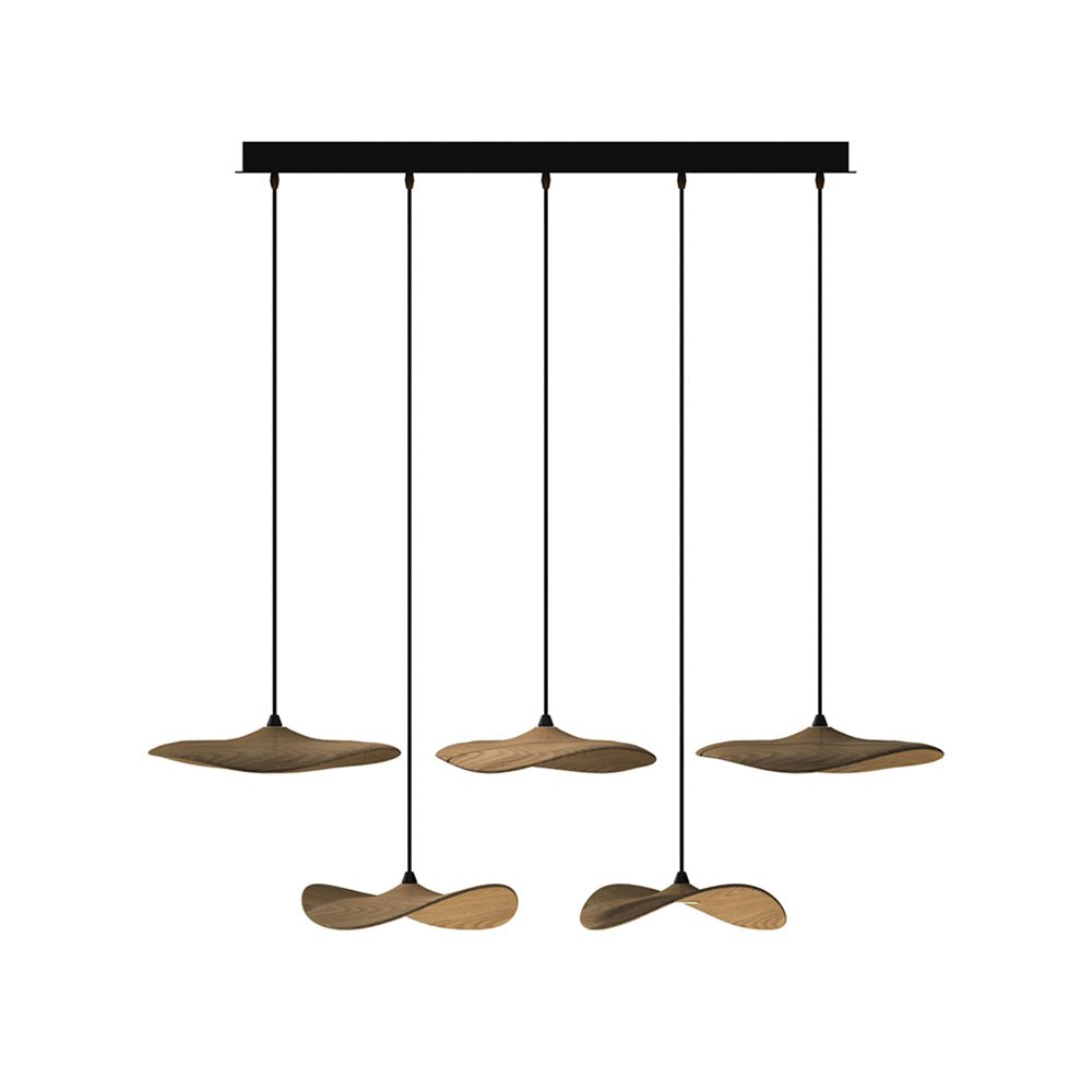 Abbott Modern Minimalist Empty Leaf Metal Wood Chandelier - Lamp Outdoor