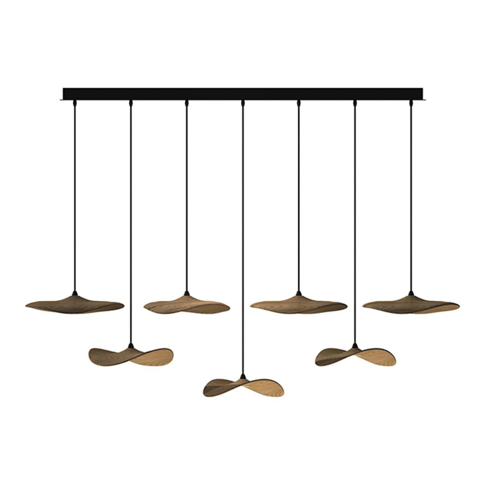 Abbott Modern Minimalist Empty Leaf Metal Wood Chandelier - Lamp Outdoor