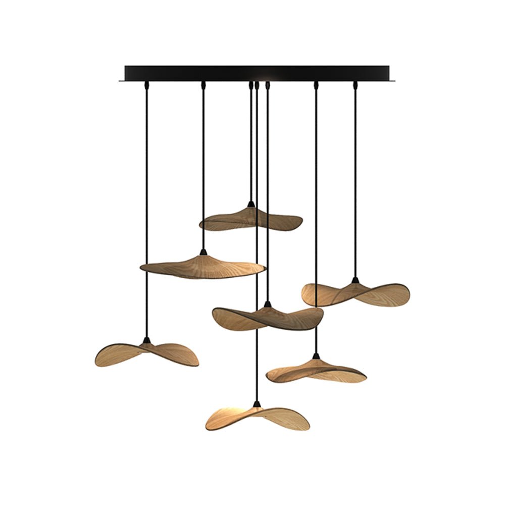 Abbott Modern Minimalist Empty Leaf Metal Wood Chandelier - Lamp Outdoor
