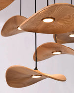 Abbott Modern Minimalist Empty Leaf Metal Wood Chandelier - Lamp Outdoor