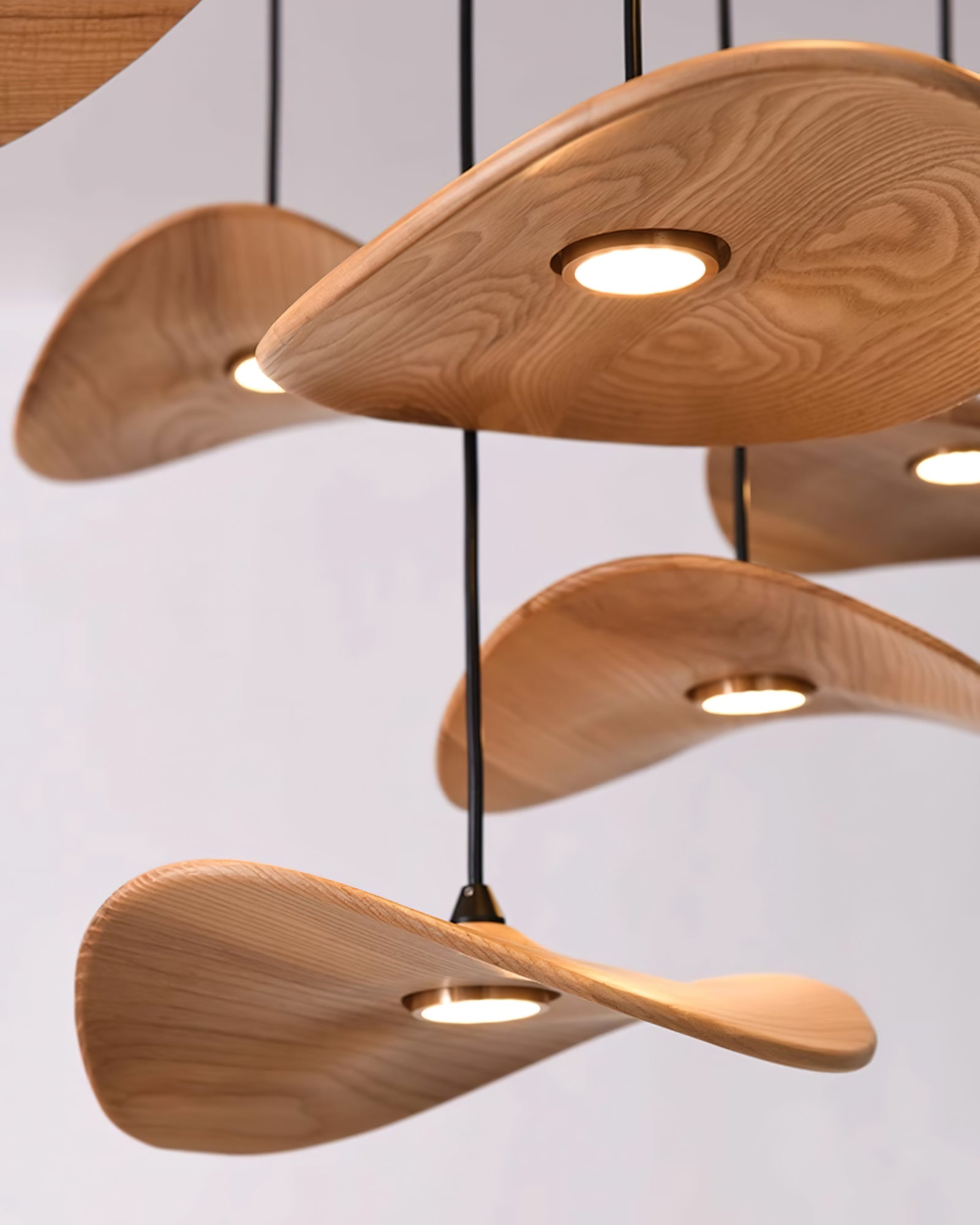 Abbott Modern Minimalist Empty Leaf Metal Wood Chandelier - Lamp Outdoor